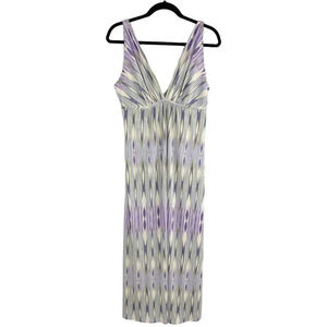 Natori Purple & Green Patterned Sleeveless Maxi Dress Women's Size Medium